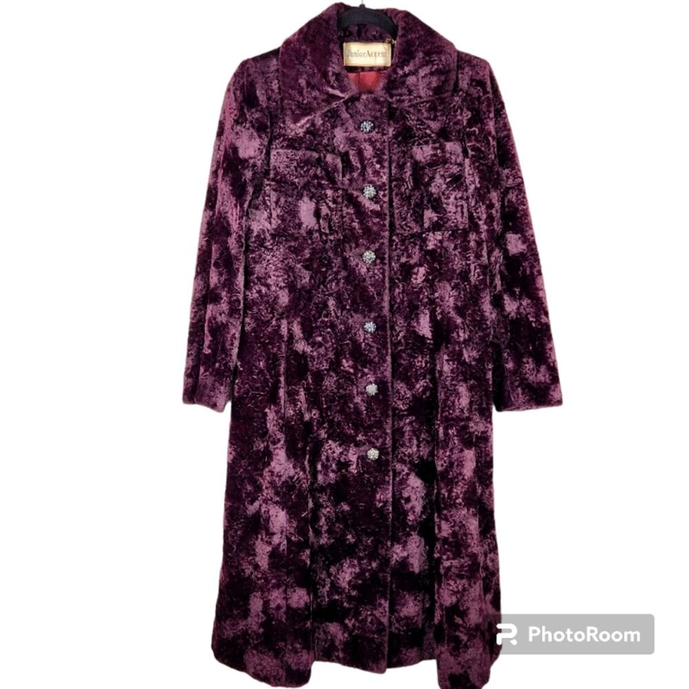 Vintage 70's Purple Faux Fur Coat SZ S